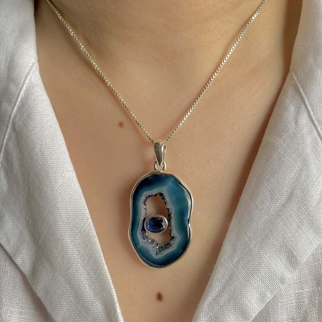 Blue Agate Pendant-(ABU-P-40.)